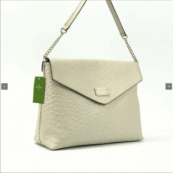 kate spade Handbags - KATE SPADE Cream Ostrich Leather Leena Shoulder Bag